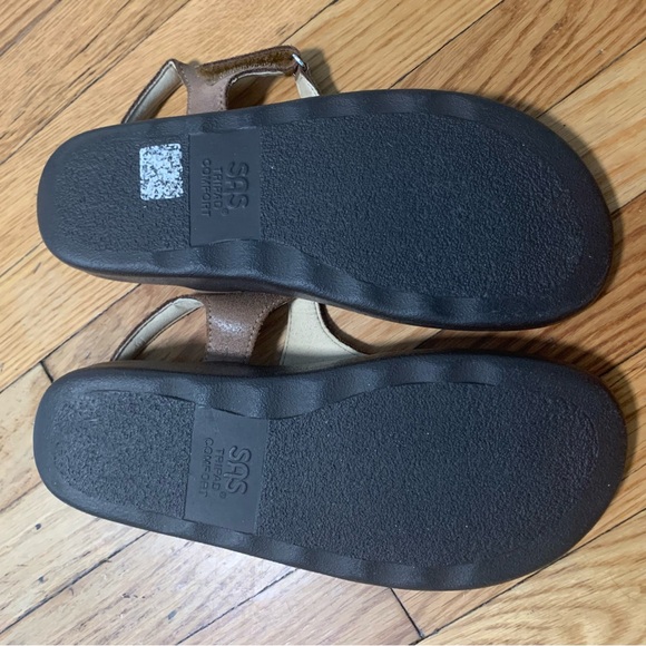 SAS Marina T-Strap Sandal Brown Leather Cork Footbed Comfortable Cushioned Wide - Picture 11 of 12